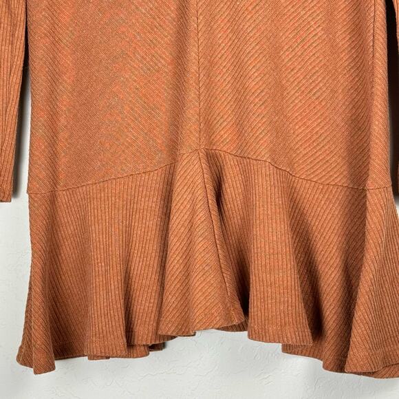 THML Anthro Women's Small Burnt Orange Soft Flowy Long Sleeve Sweater Ruffle - Picture 5 of 13